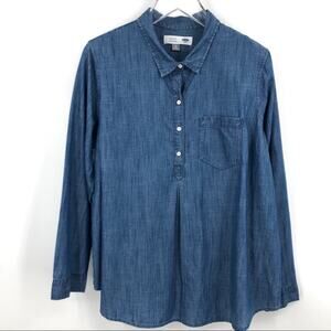 Old Navy Maternity Cotton Chambray Popover Shirt Denim Size M
